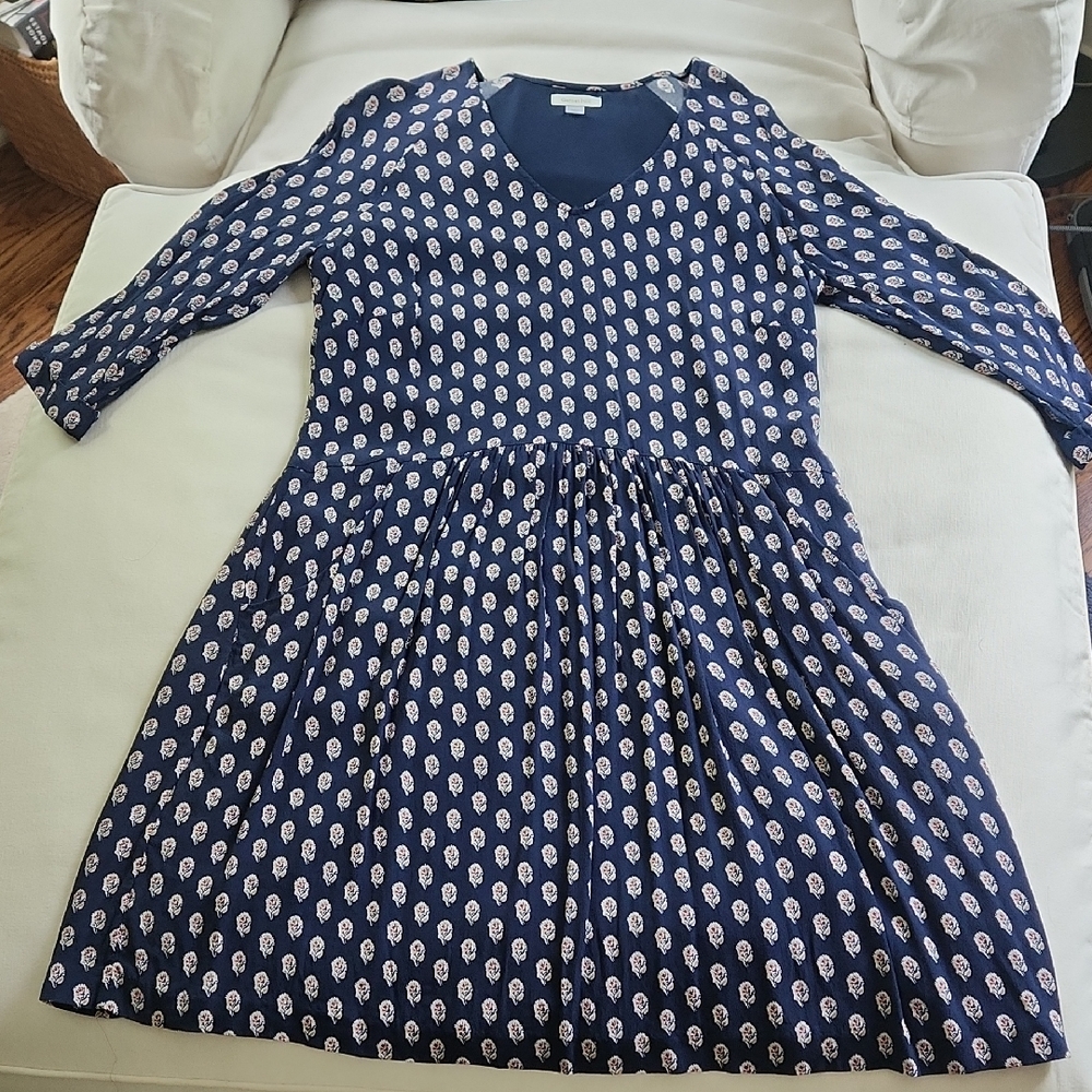 Garnet Hill Navy Floral Dress